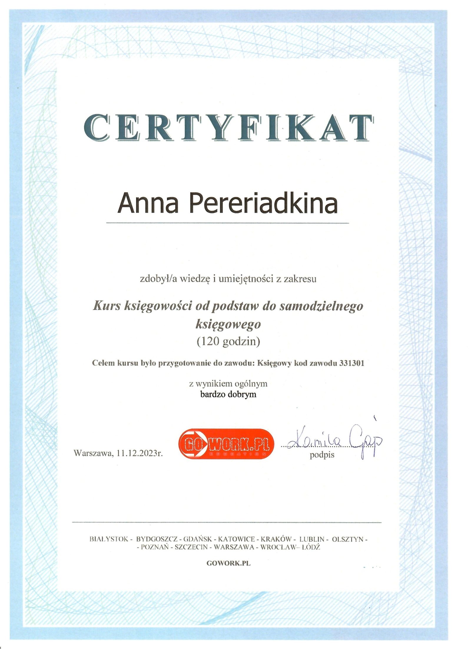 Сертифікований бухгалтер у Варшаві